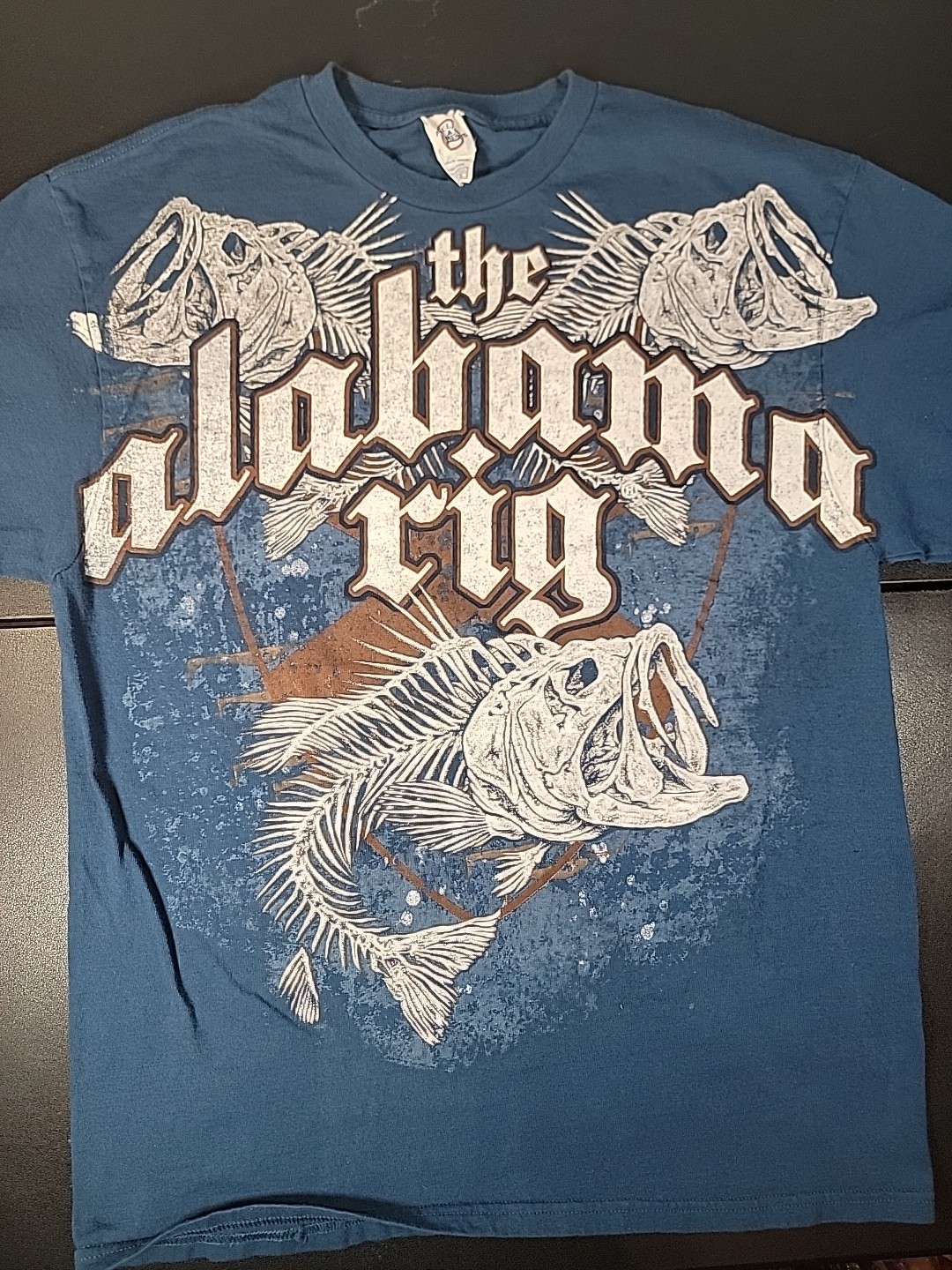 The Alabama Rig Mens T-Shirt Fishing Short Sleeve Blue Sz Large Skeleton Fish gallery