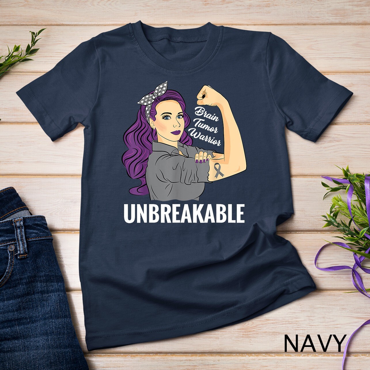 Brain Tumor Awareness Warrior Unbreakable Survivor Unisex T-shirt gallery