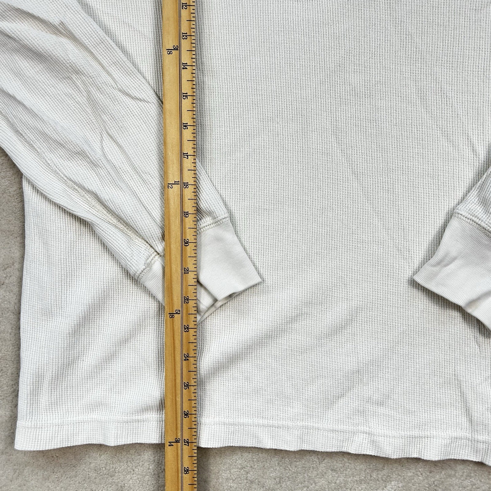 Buck Mason Vintage Thermal Henley Shirt Off White Beige Waffle Men Large Cotton gallery