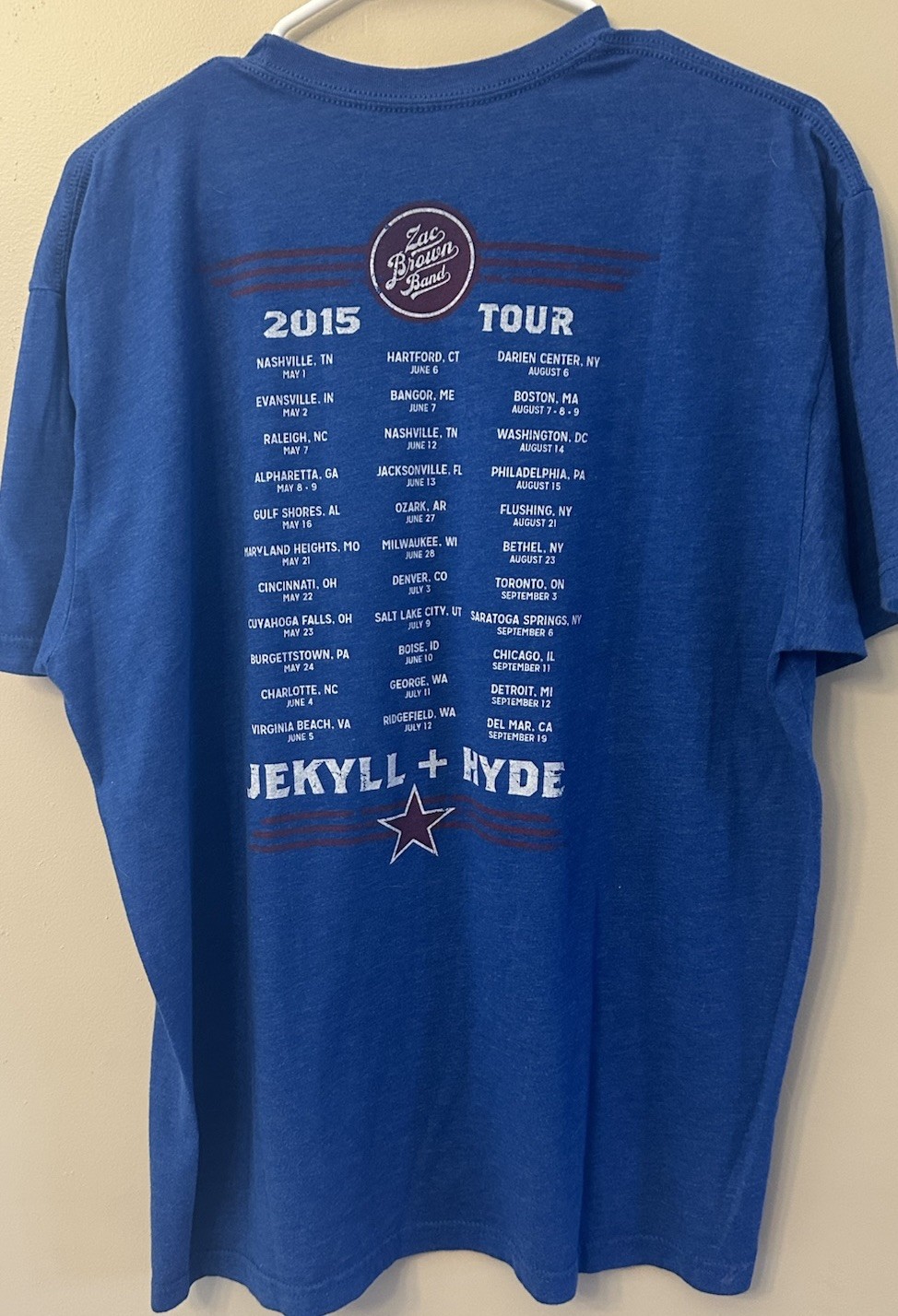 Zac Brown Band, Jekyll And Hyde Tour, 2015, Concert T-Shirt. XL gallery