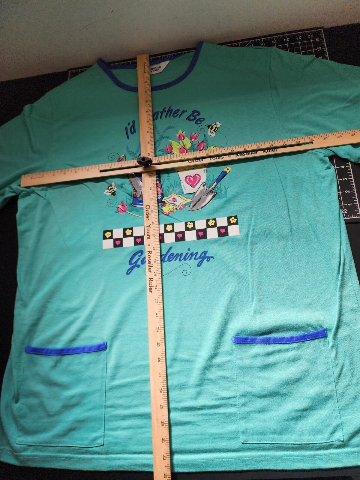 VTG IMPROVED LIVING Women's SIZE 3XL T-SHIRT XXXL Teal "I'd Rather Be Gardening" gallery