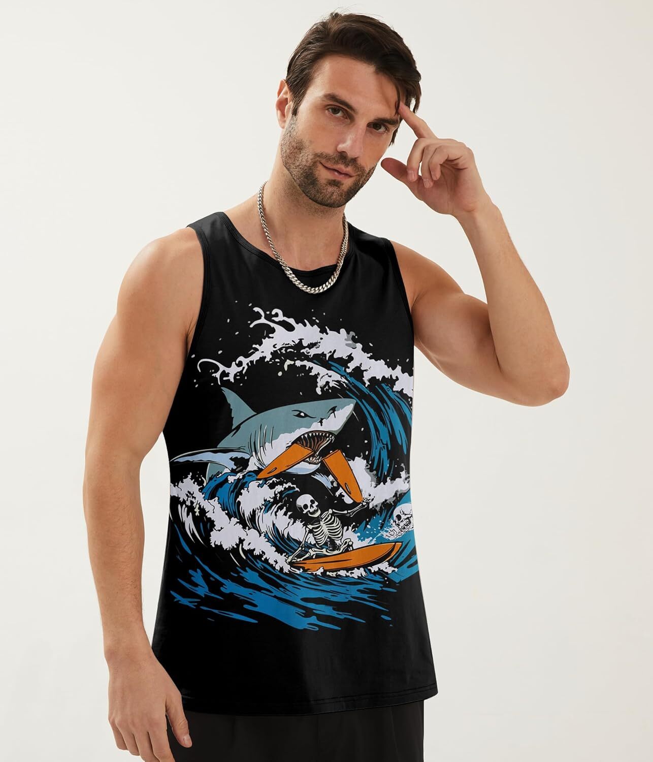 Mens Cotton Tank Tops Funny Graphic Beach Summer Sleeveless Muscle Tank Top gallery