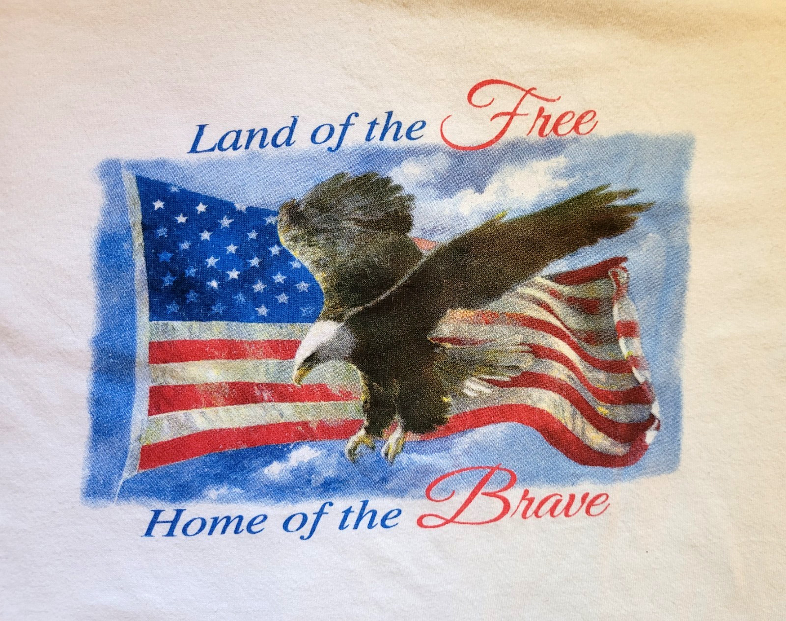 Land of the Free Home of the Brave Flag Eagle T Shirt Large White Free Shipping gallery