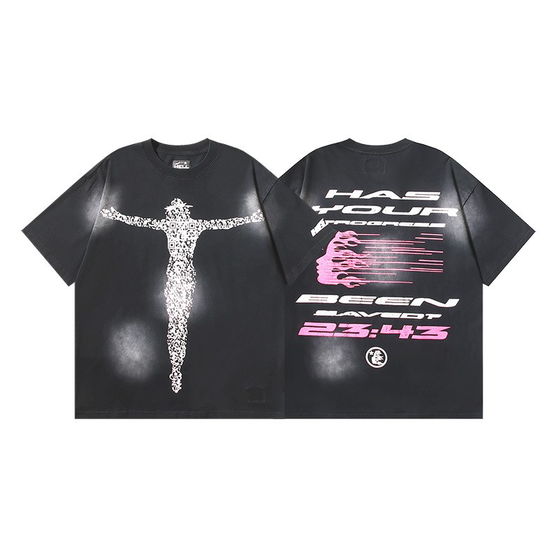 Hellstar Loose Fit High Street Trendy Sports T Shirt for Men and Women