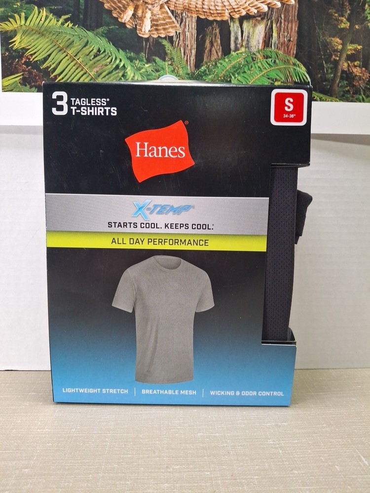 Hanes X-Temp Men’s All Day Performance T-Shirts 2 Black 1 Gray 3 Pack Small NEW