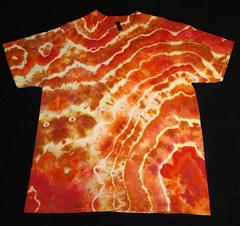 Red, Rust Orange, Bronze & Pale Yellow Geode Ice Dye Tie Dye T Shirt ~ Sz XL