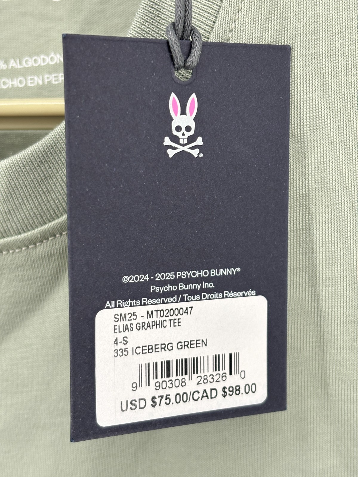 Psycho Bunny Elias Graphic Tee Mens S Iceberg Green Pima Cotton Embroidered Logo gallery