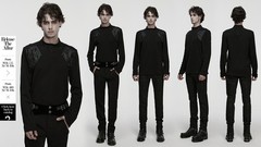 Punk Rave Men Black Gothic Punk Goth Minimalist T-Shirt Slim Fit Tops