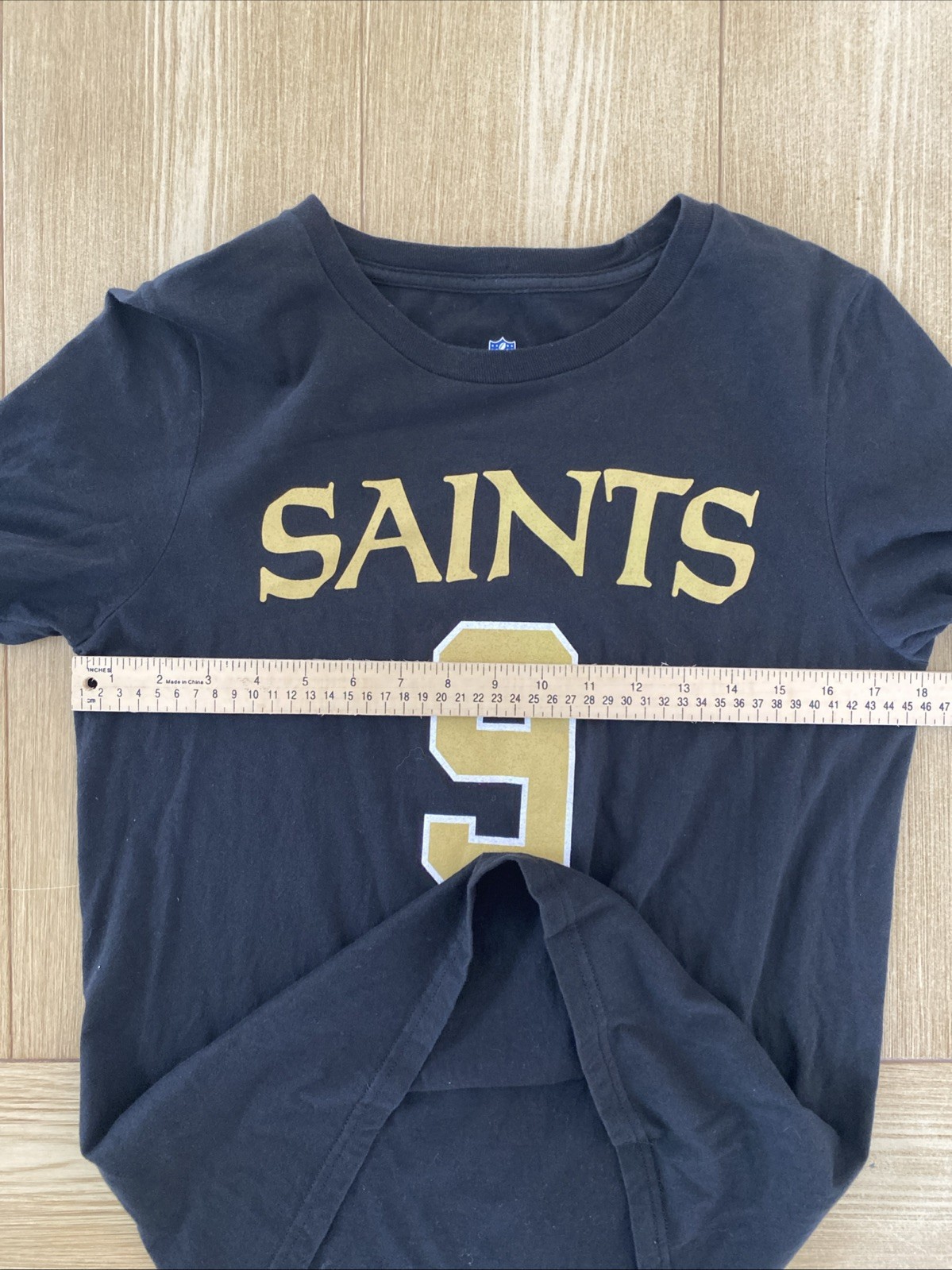 New Orleans Saints Shirt Womens NFL Brees #9 Black T-Shirt Large 14/16 NFL gallery