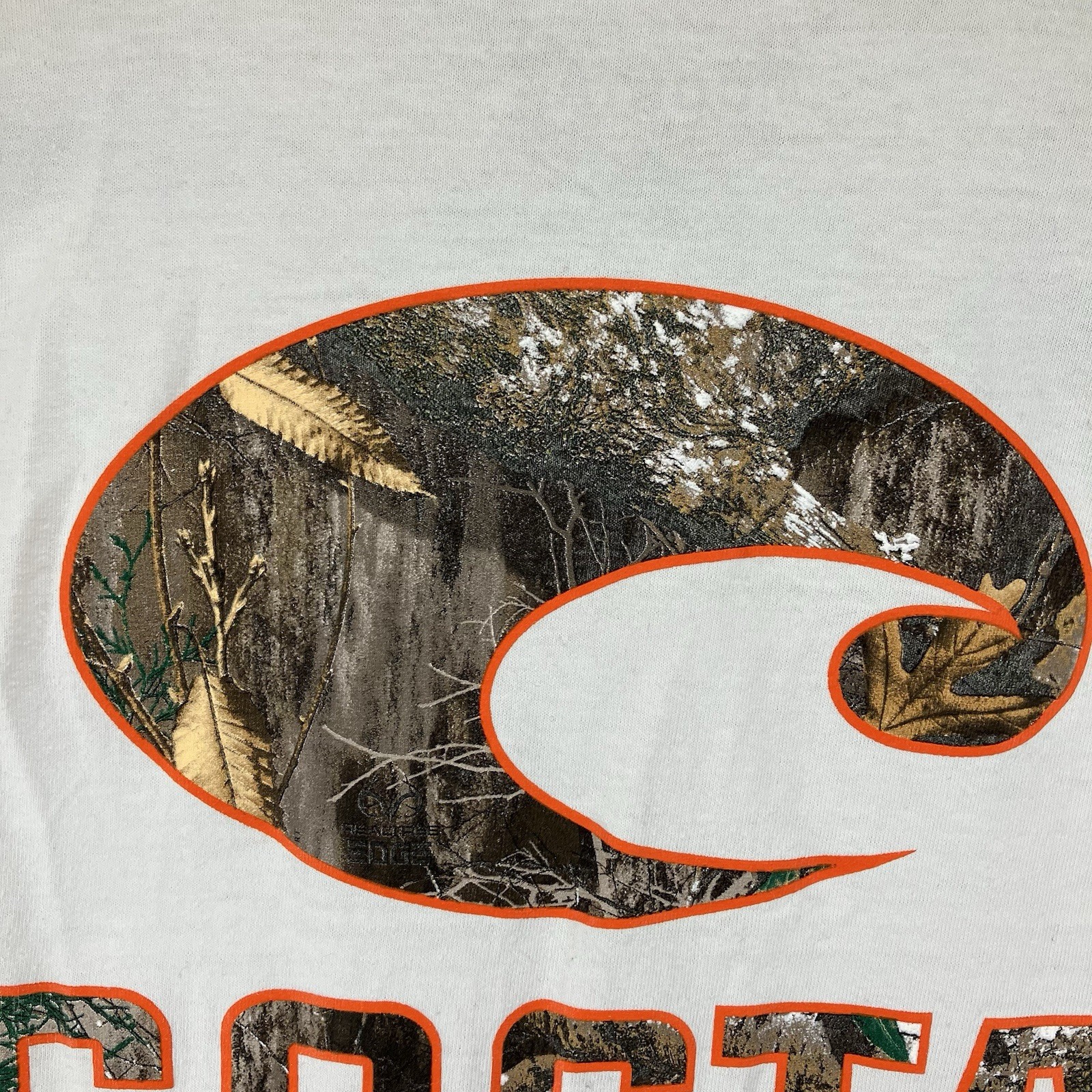 Men’s Long Sleeve Costa T Shirt White Heavy Cotton Back Camo Logo Large gallery