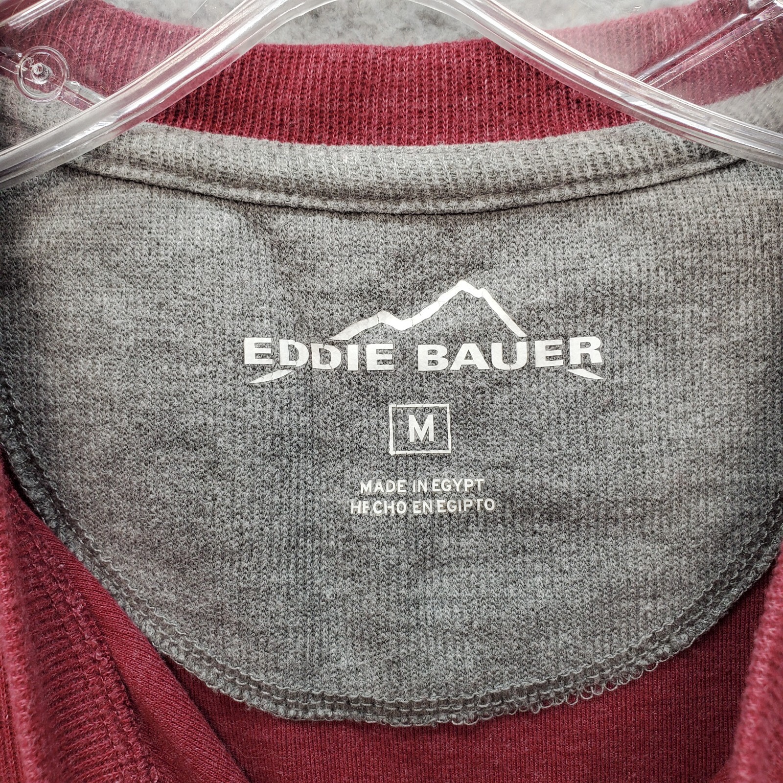 Eddie Bauer Henley Shirt Mens Medium Red Long Sleeve Crew Neck Comfort Pullover gallery