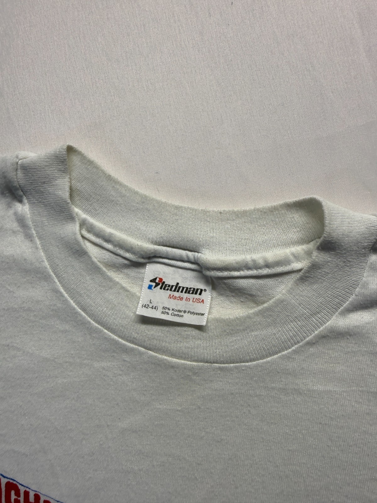 VTG Stedman T Shirt Mens Large White Graphic Print Richmond Newspapers Marathon gallery