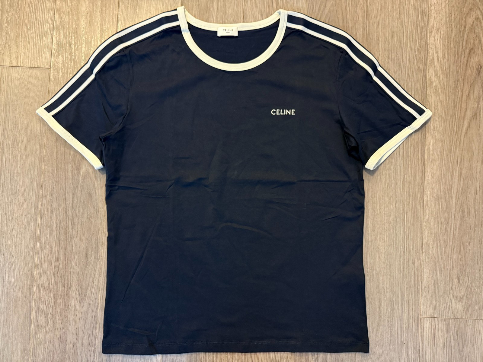 CELINE Regular Tee Shirt in Cotton Jersey deep navy sz M gallery