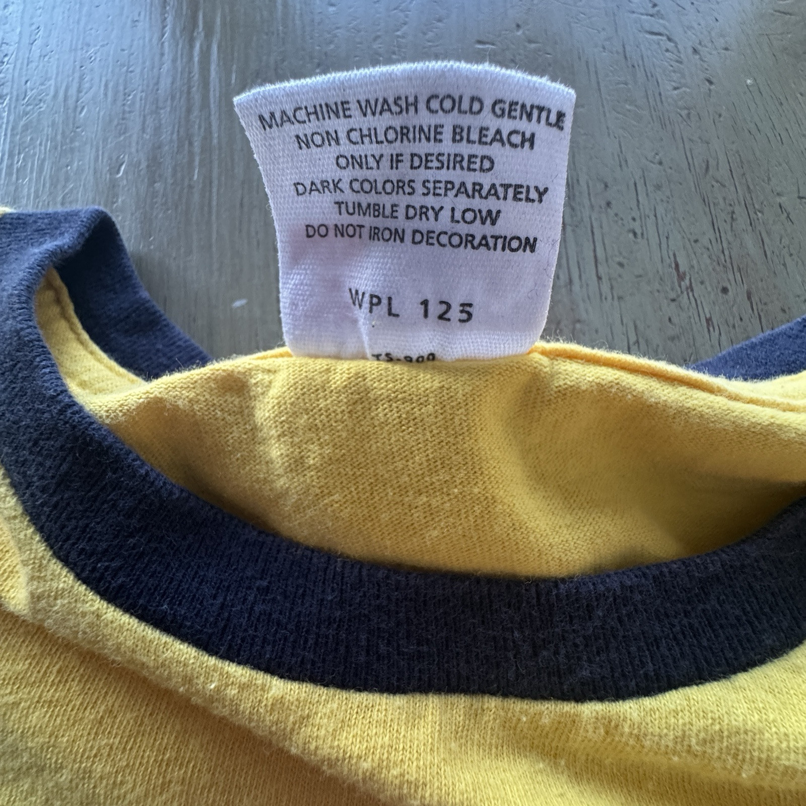 Vintage Chaps Ralph Lauren Spellout L Yellow Blue Ringer Tee Long Sleeve USA gallery