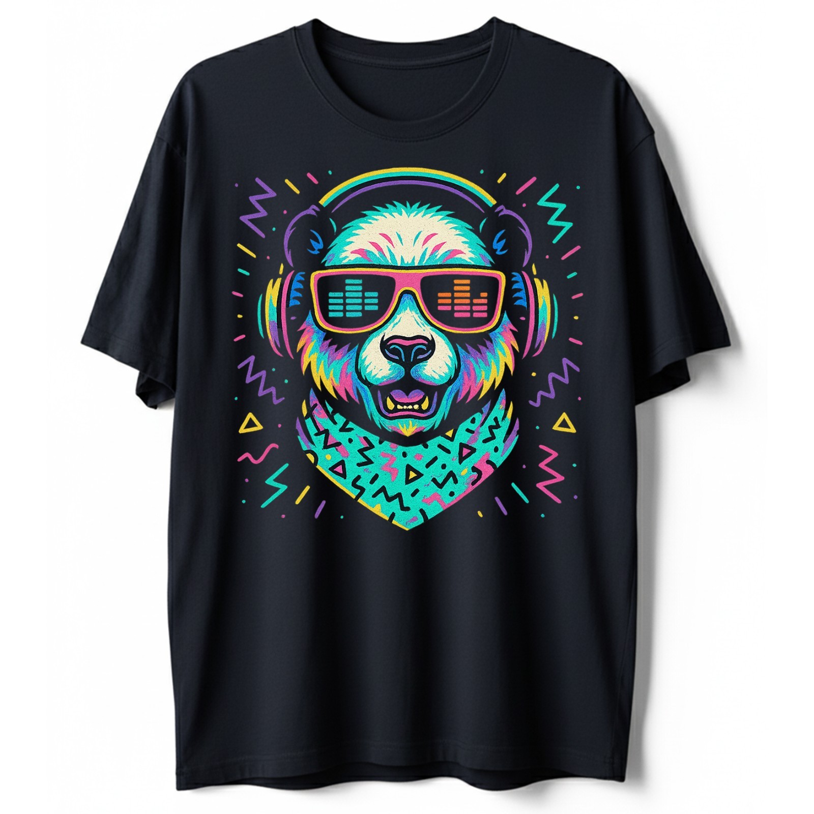 Retro DJ Panda T-Shirt, Headphones Rave EDM Festival Tee Vaporwave Music Gift gallery