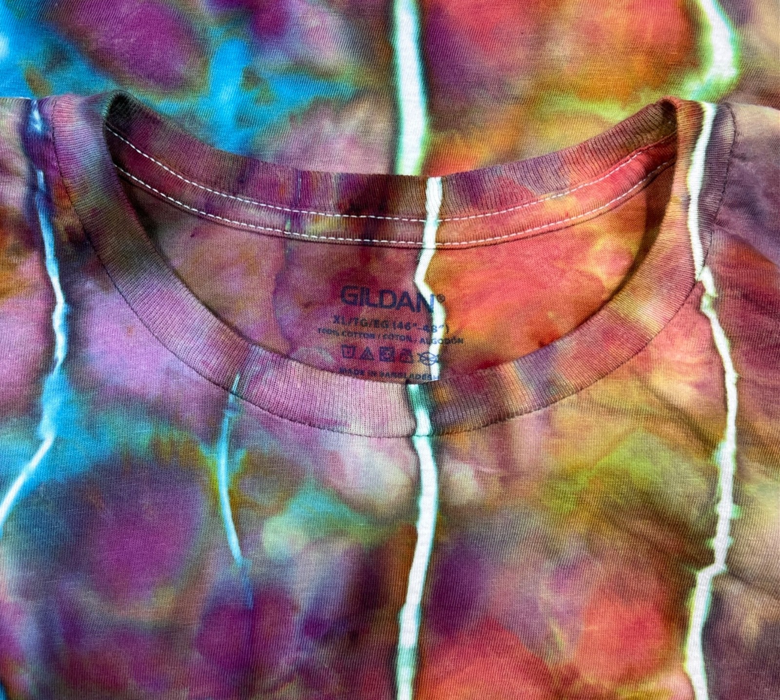 Handmade Ice Tie Dye T-Shirt XL Mens Womens Soft Cotton Blue Red Rolled gallery