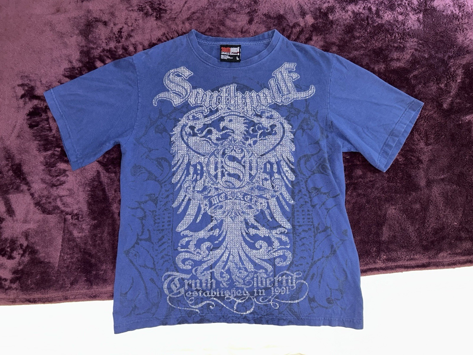 VTG Y2K South Pole-Bedazzled-Shiny Graphic Shirt-L(FIT M/S)Affliction/Tap Out gallery