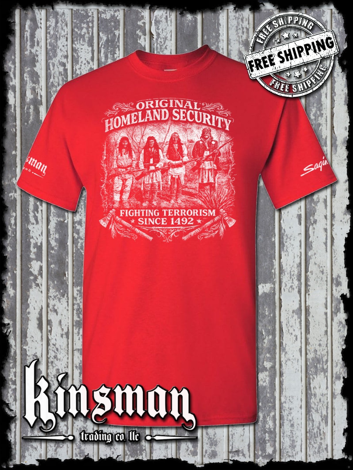 Fighting Terrorism Since 1492 Homeland Security T-Shirt Native American Indian gallery