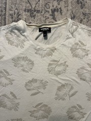Express Men’s M White/Gray Floral Crew Neck Short Sleeve Jersey T-Shirt