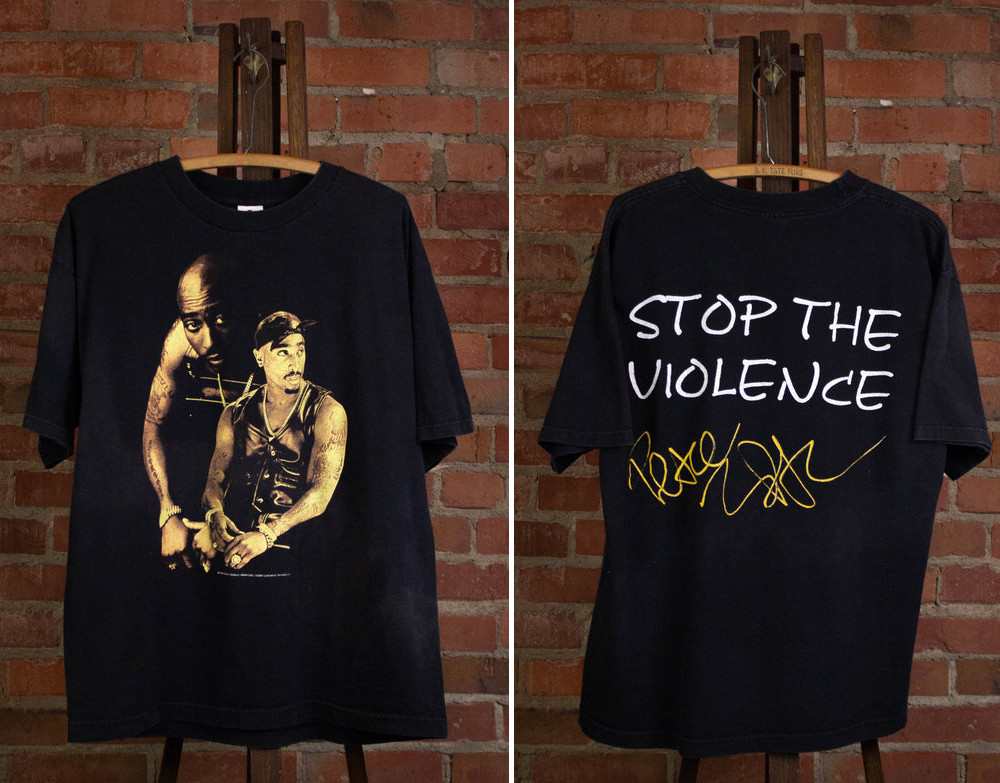 Vintage 2pac 1997 Stop The Violence Rap T Shirt Black gallery
