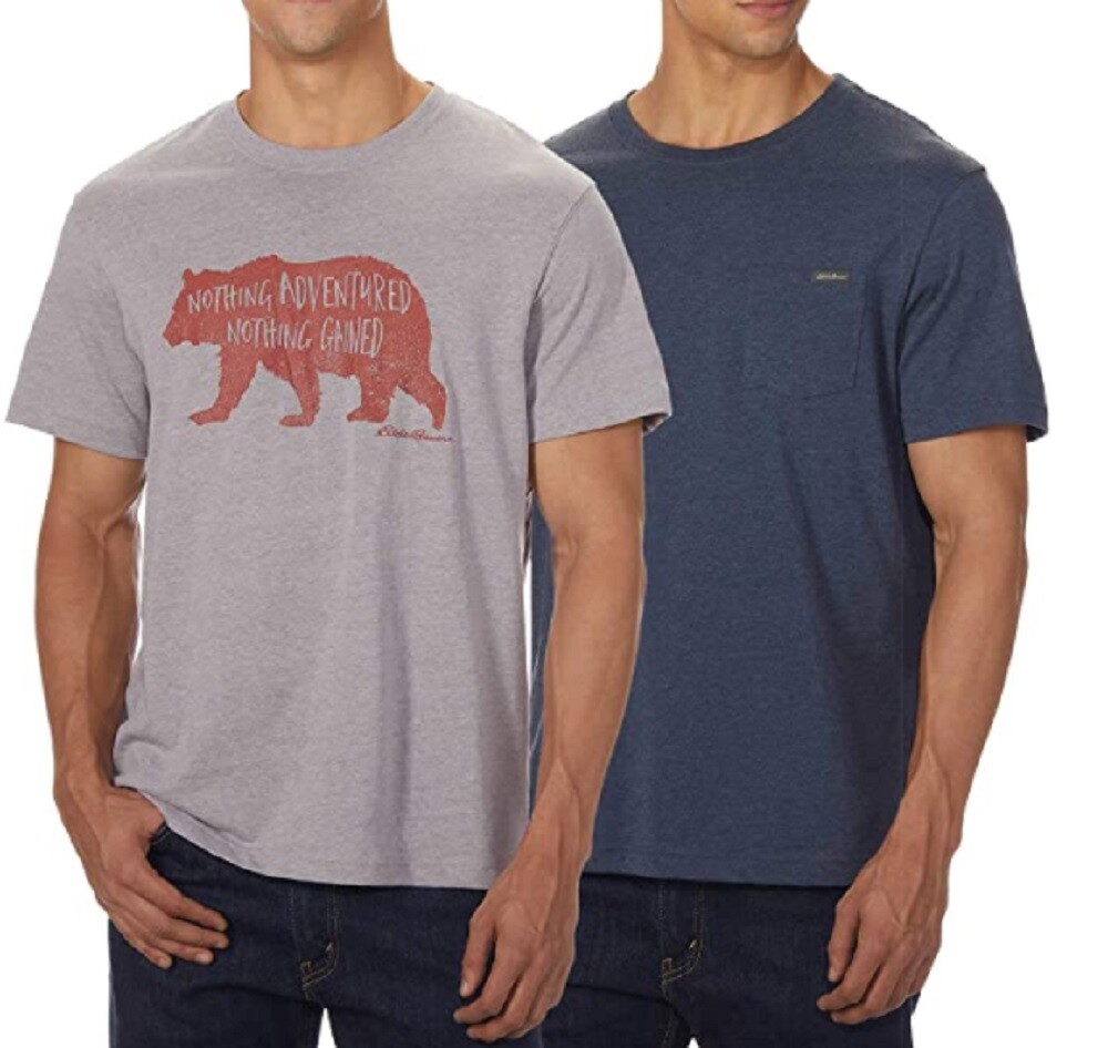 Eddie Bauer Men's Graphic & Pocket T-Shirt 2 Pack Gray/Navy gallery