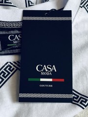 NWT Casa Moda Couture White Black Diamond Geometric Pattern Tee Unisex Men Sz S