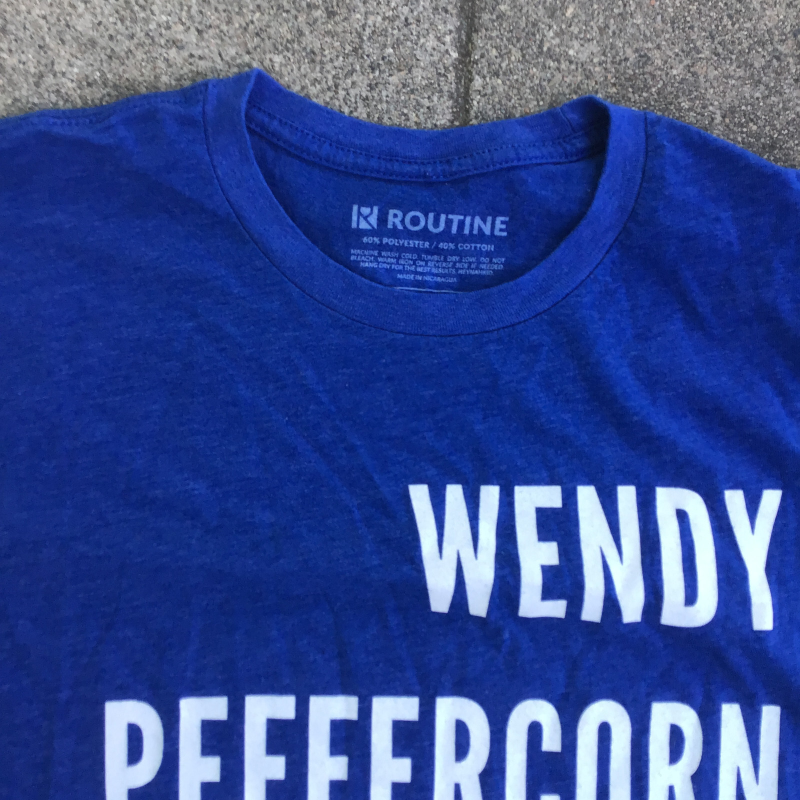 Routine Men Large Short Sleeve Shirt Blue Wendy Peffercorn Is A Dime Baseball gallery