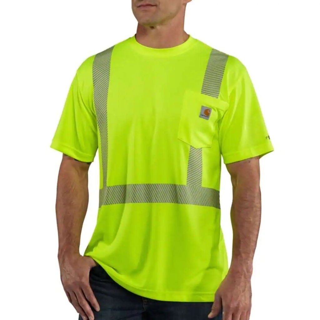 Carhartt Force T-Shirt L Neon Relaxed Fit High-Visibility Reflective Tee Work gallery