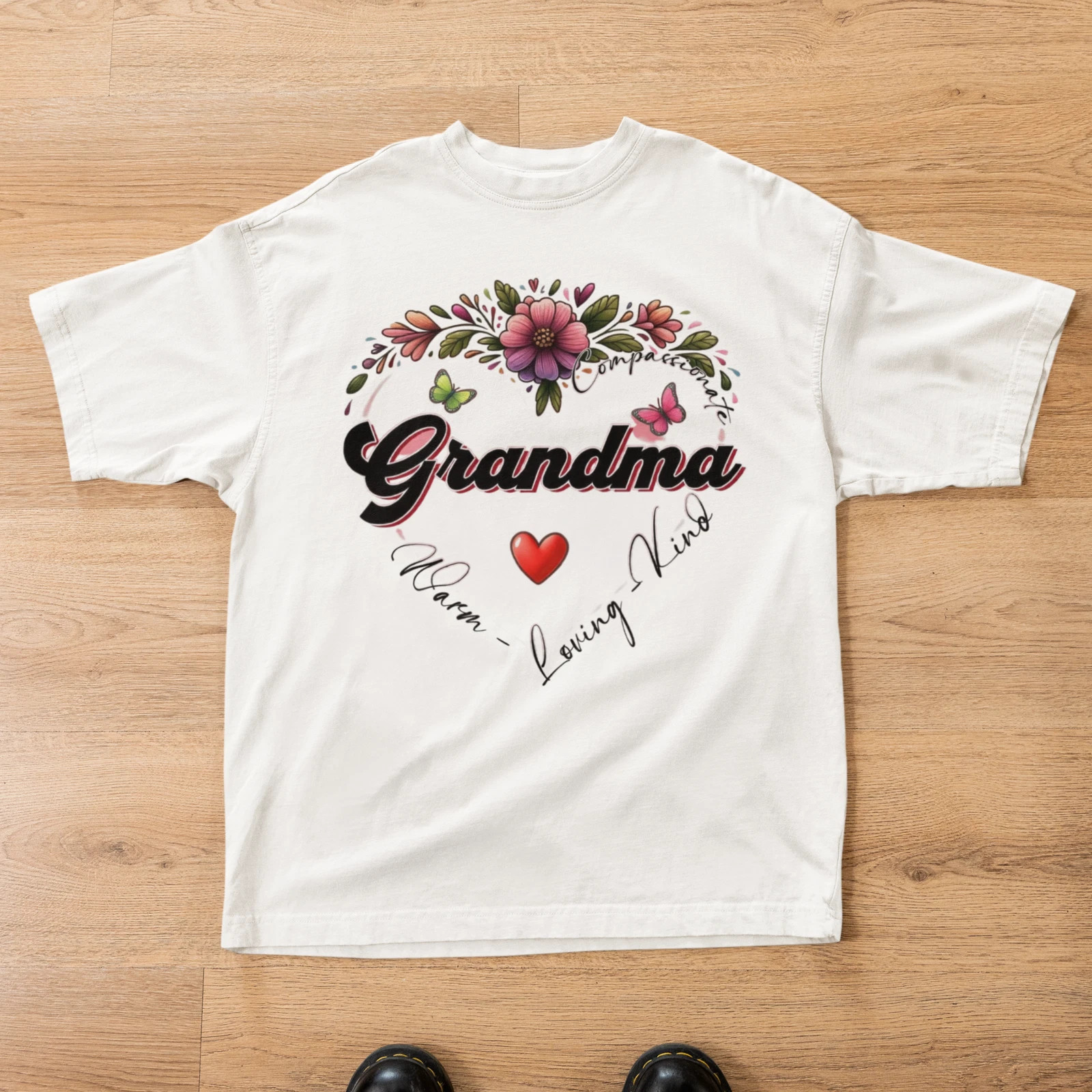 Grandma Heart T-Shirt Compassionate Loving Kind Floral Gift Tee gallery