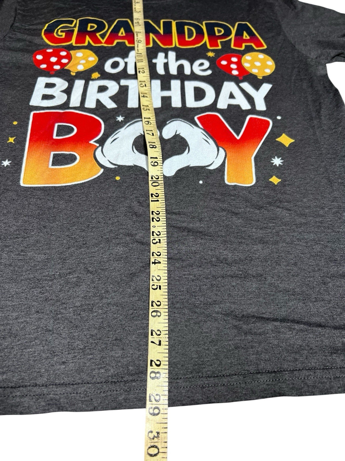 Gildan Lg Grandpa of the Birthday Boy Graphic Short Sleeve T-Shirt Charcoal Gray gallery