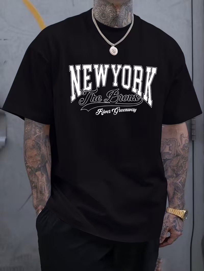 Mens New York Letter Print T Shirt Casual Short Sleeve Crew Neck Summer Tee Top gallery