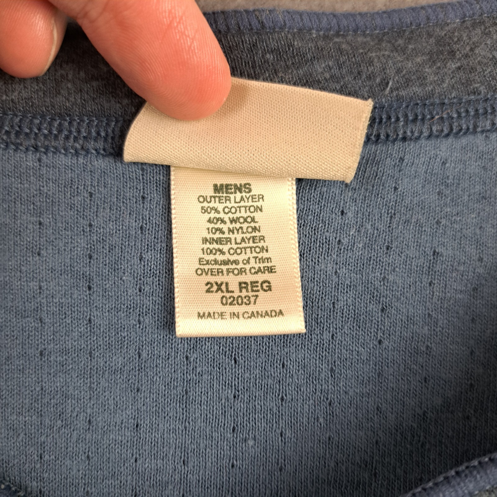 LL Bean Henley Shirt Mens Size 2XL River Driver Cotton Wool Nylon Canada 02037 gallery