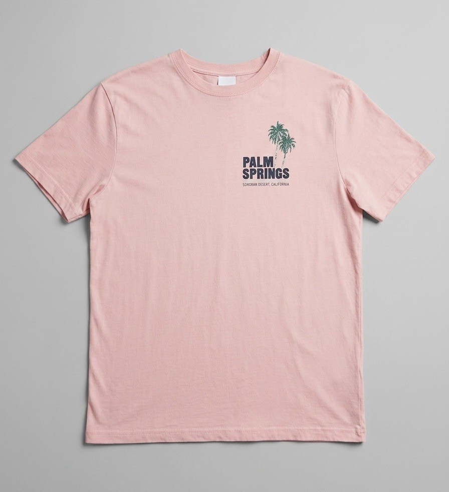 H&M Relaxed Fit Pink Palm Springs Graphic Crew Neck T-Shirt women Size M gallery