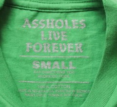 A**holes Liver Forever Men’s Short Sleeve Graphic Logo T-Shirt WR4 Green Small