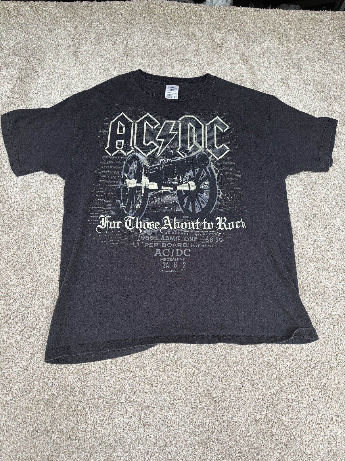 AC/DC Rock n Roll T-Shirt Black Size Large For Those About To Rock Mezzanine