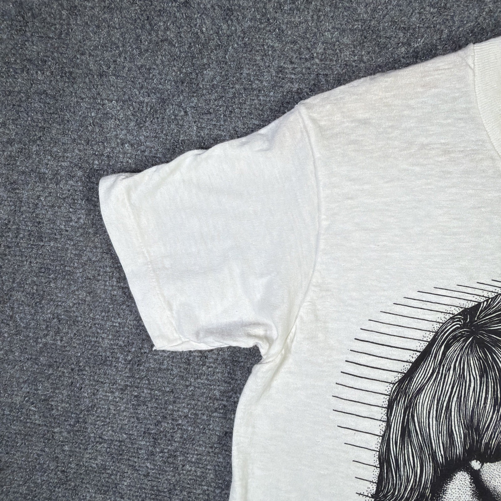 Vintage John Lennon Shirt Small White 80s Beatles Portrait Art Rare Music Death gallery