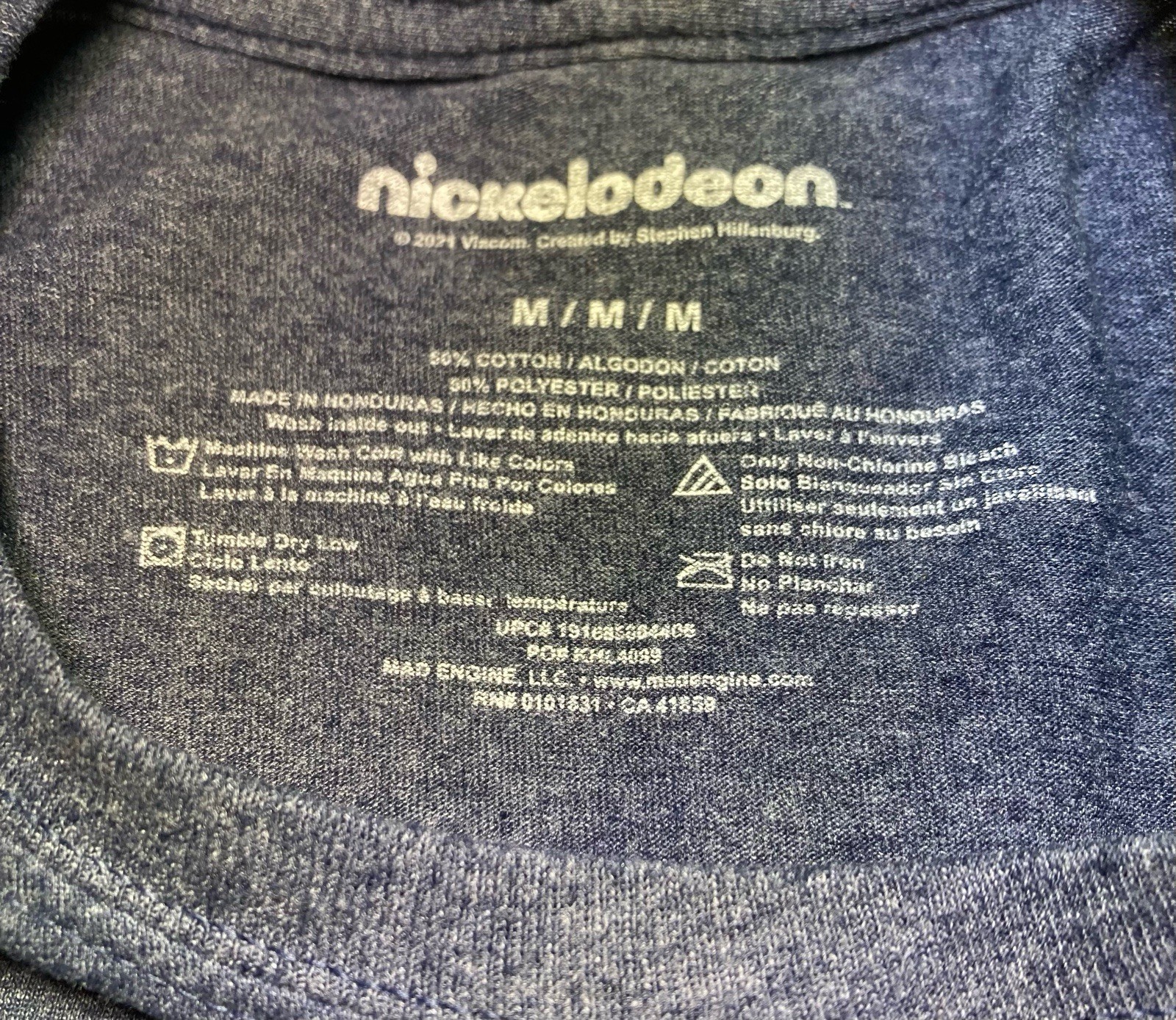 Nickelodeon SpongeBob SquarePants Blue Graphic Tee Men’s M Crew Short Sleeve gallery