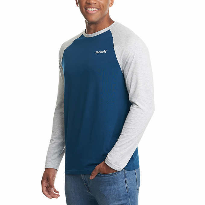 NWT Hurley Men's Raglan Long Sleeve Tee, Light Weight gallery