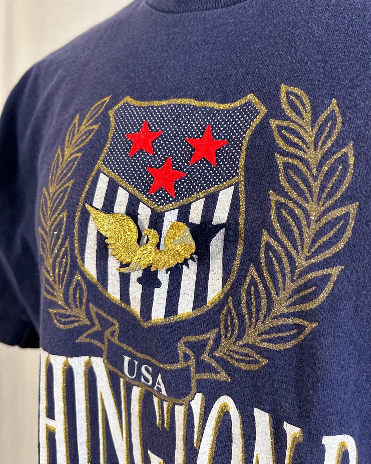 Vintage Single Stitch Mens Washington DC 90s T Shirt Sz XL Patches Made USA Navy gallery