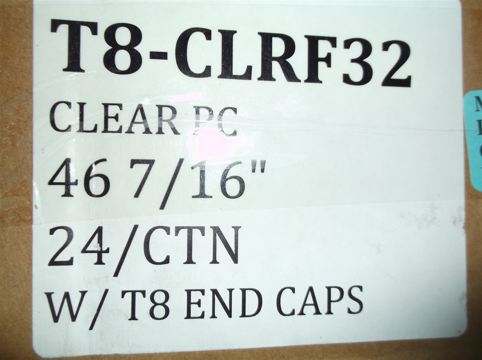 (24) T8-CLRF32 Clear PC Tube Guards 46 7/16″ With T8 End Caps Fluorolite Plastic