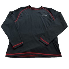 DESCENTE Polyester Thermal Large Long Sleeve Shirt Mens Black Red Trim