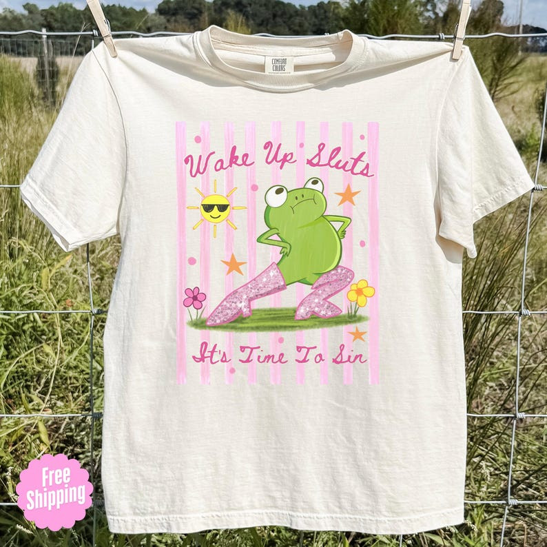 Wake Up Sluts It's Time To Sin Frog Shirt Funny Girls Trip Party Graphic Tee gallery