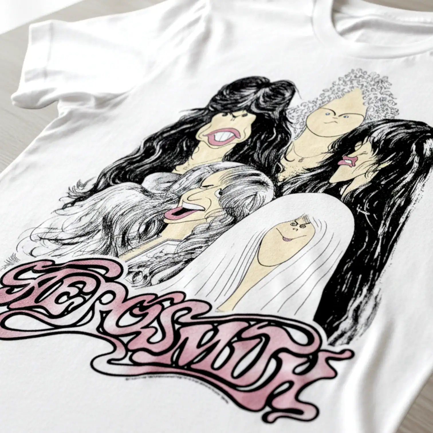 Aerosmith Draw the Line Album Men's T Shirt Cartoon Caricature Images Rock Band gallery