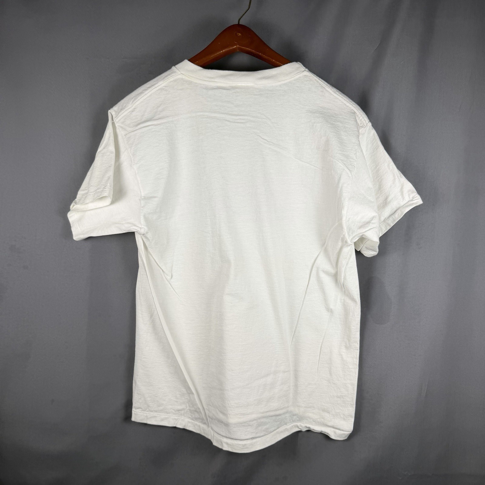 RARE Vintage Single Stitch Tultex Test Print T Shirt Large USA Made White Blue gallery