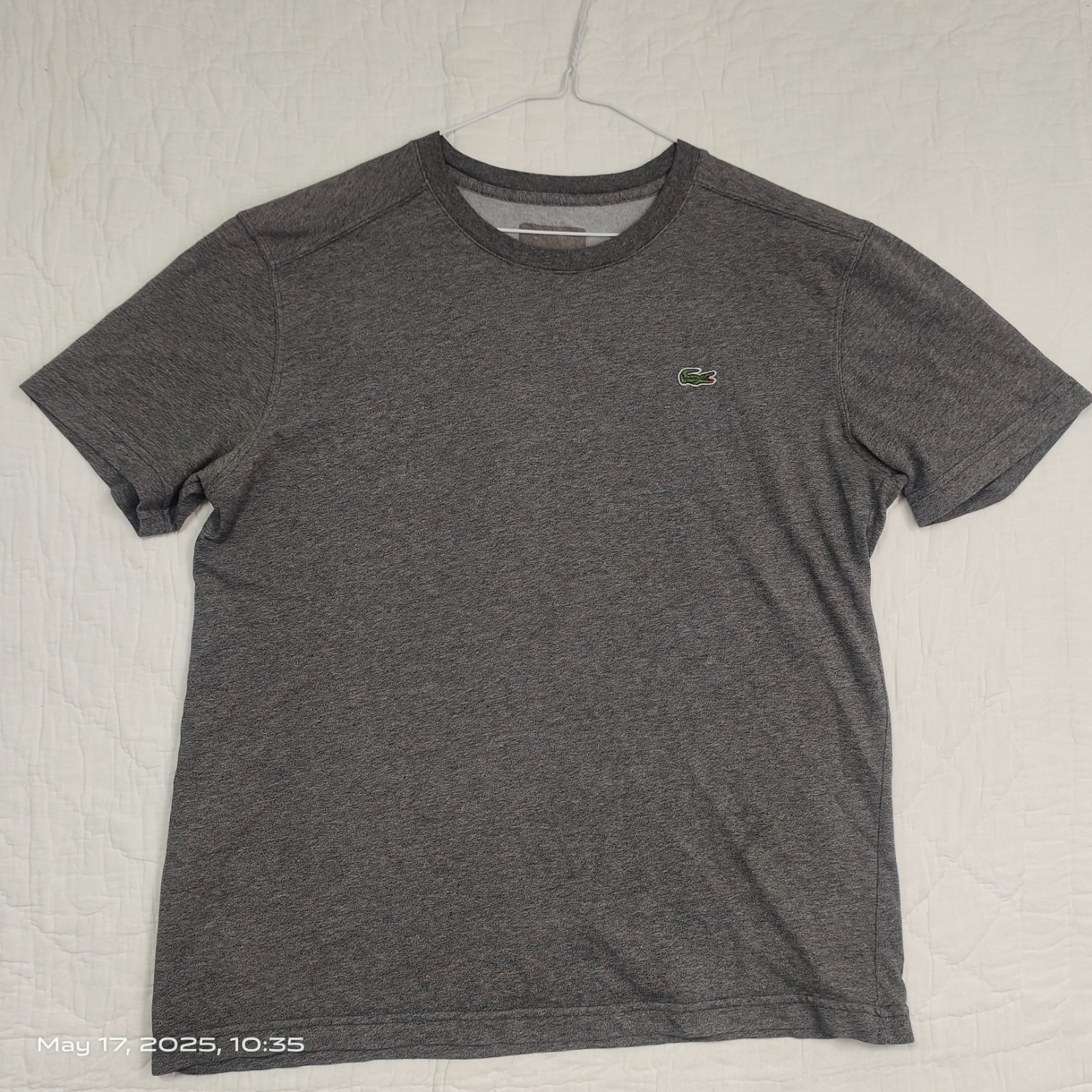 Mens Lacoste Sport Grey Short Sleeve T Shirt Top (See Measurement in Photos)