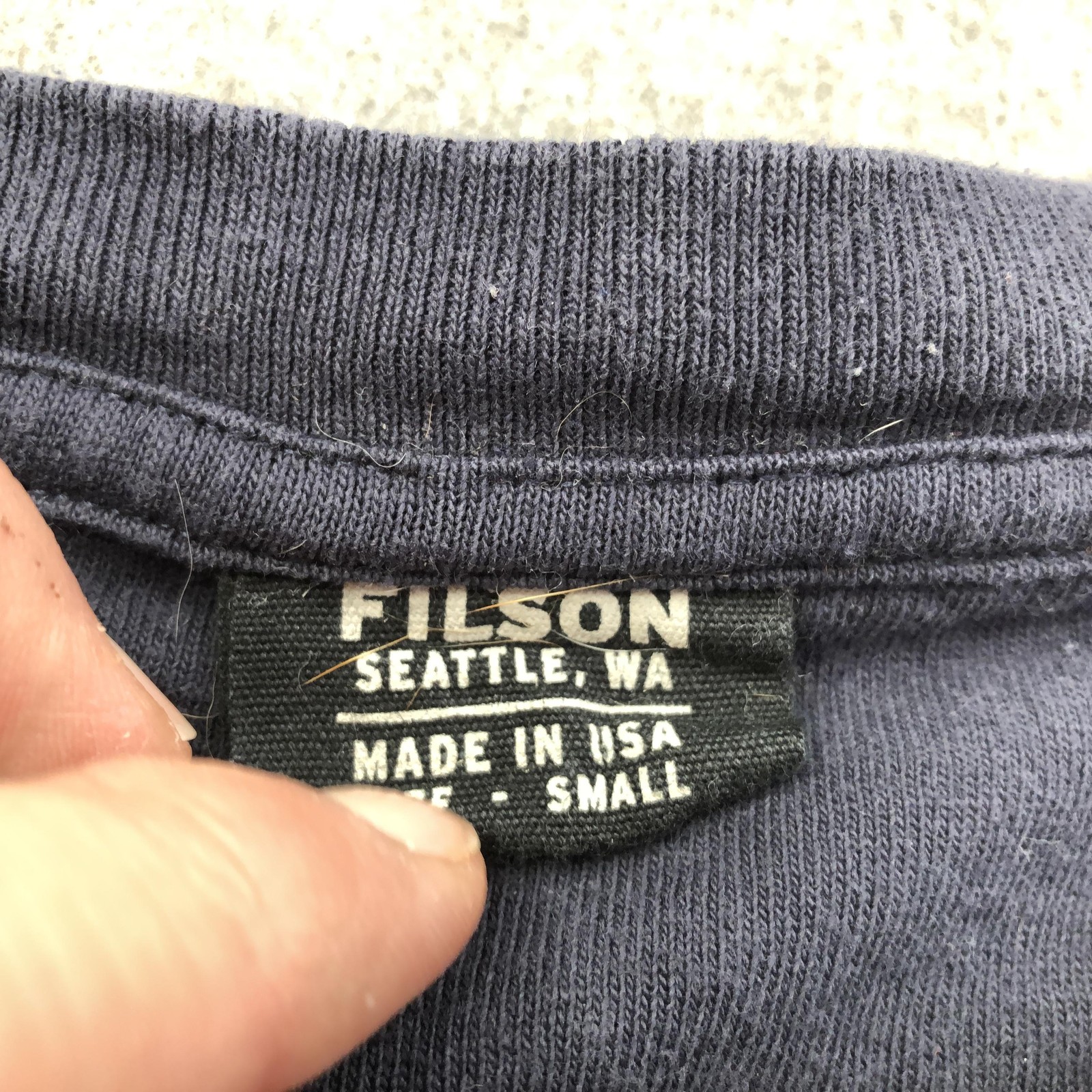 Filson Shirt Mens Small Blue Henley Long Sleeve Pocket Button Made In USA gallery