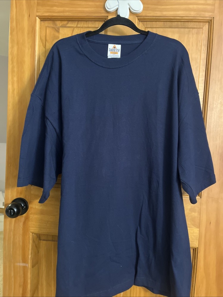Diamond Star Men’s Heavyweight Cotton Navy XXXL T-Shirt