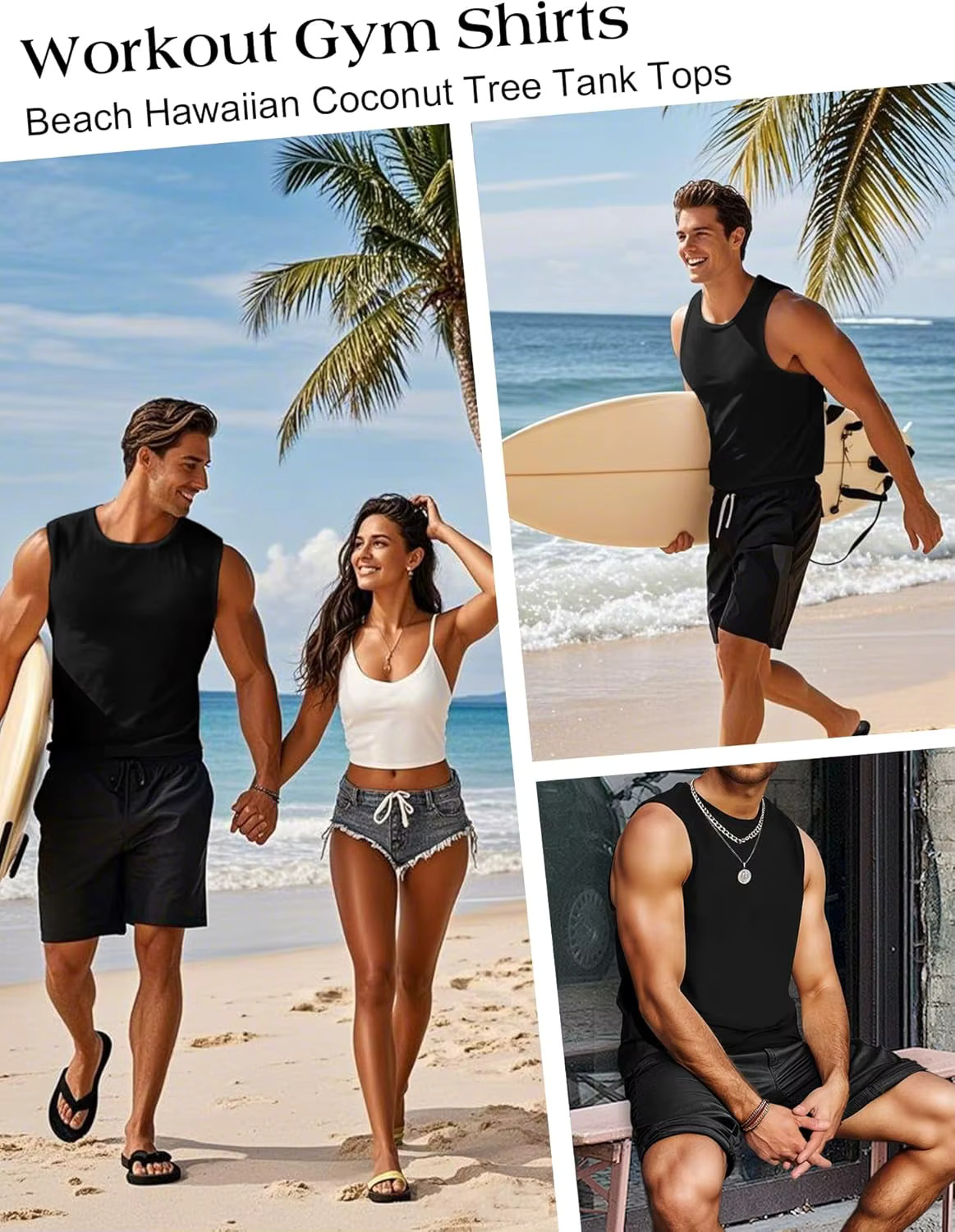 Mens Tank Tops Workout Sleeveless Shirts Quick Dry Polyester Summer T-Shirts Tee gallery