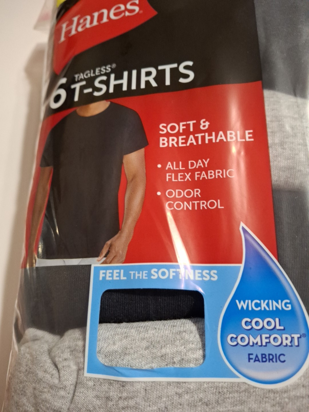 Hanes 6 Pack Mens T-Shirts Crew Neck Cool Comfort Size XL Value Pack Tagless NEW gallery