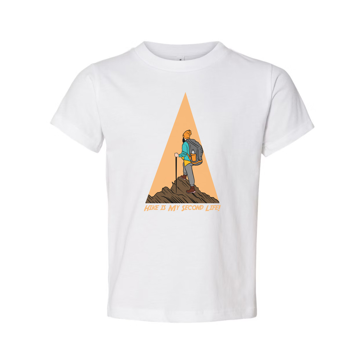Unisex Hiking Graphic Tee With Trekking Figure And Triangular Mountain Design Pr gallery